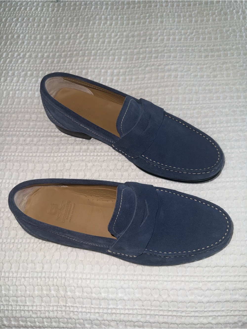 NEW Giorgio’s of Palm Beach blue navy suede leather dress loafers Made in Italy